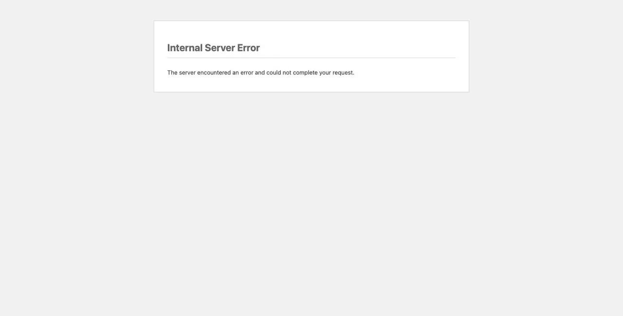 Internal Server Error page captured by a NorthDuty journey at the moment a demo store form submission failed.